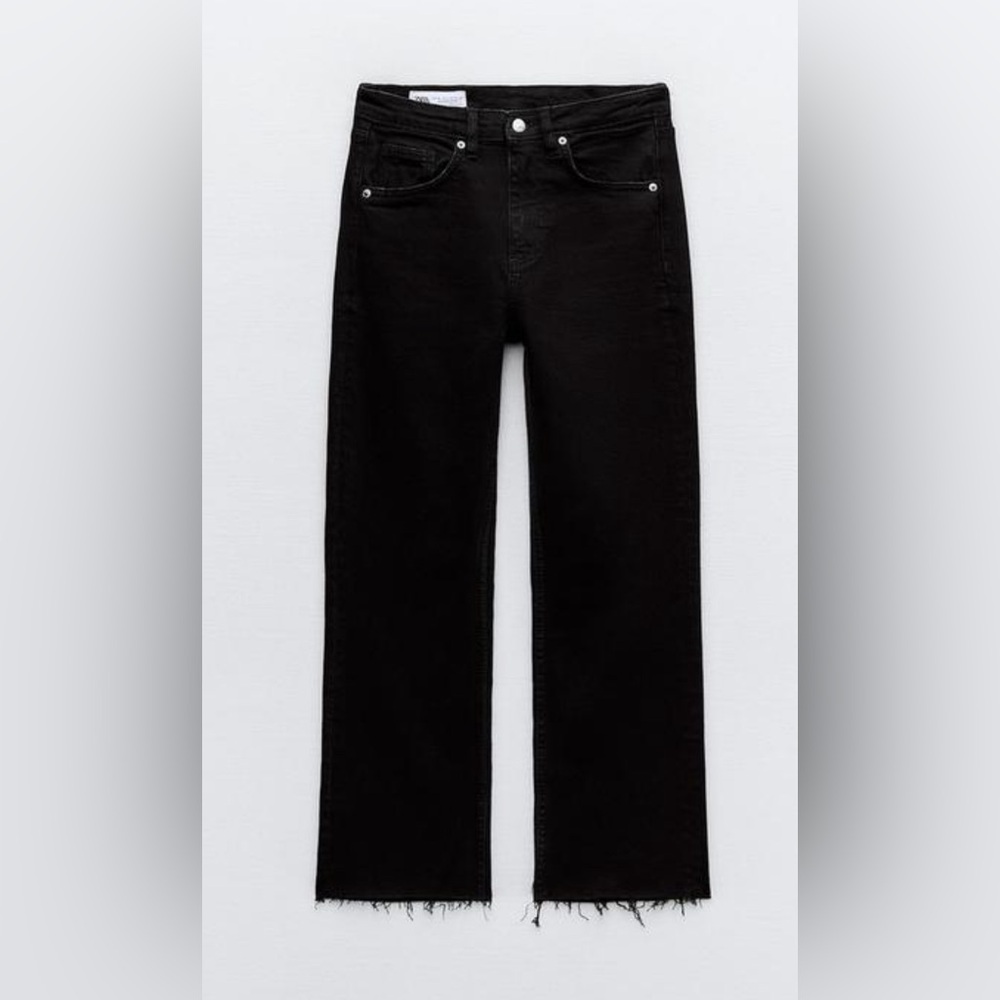 Zara FLARED CROPPED HIGH WAIST TRF JEANS sz 12